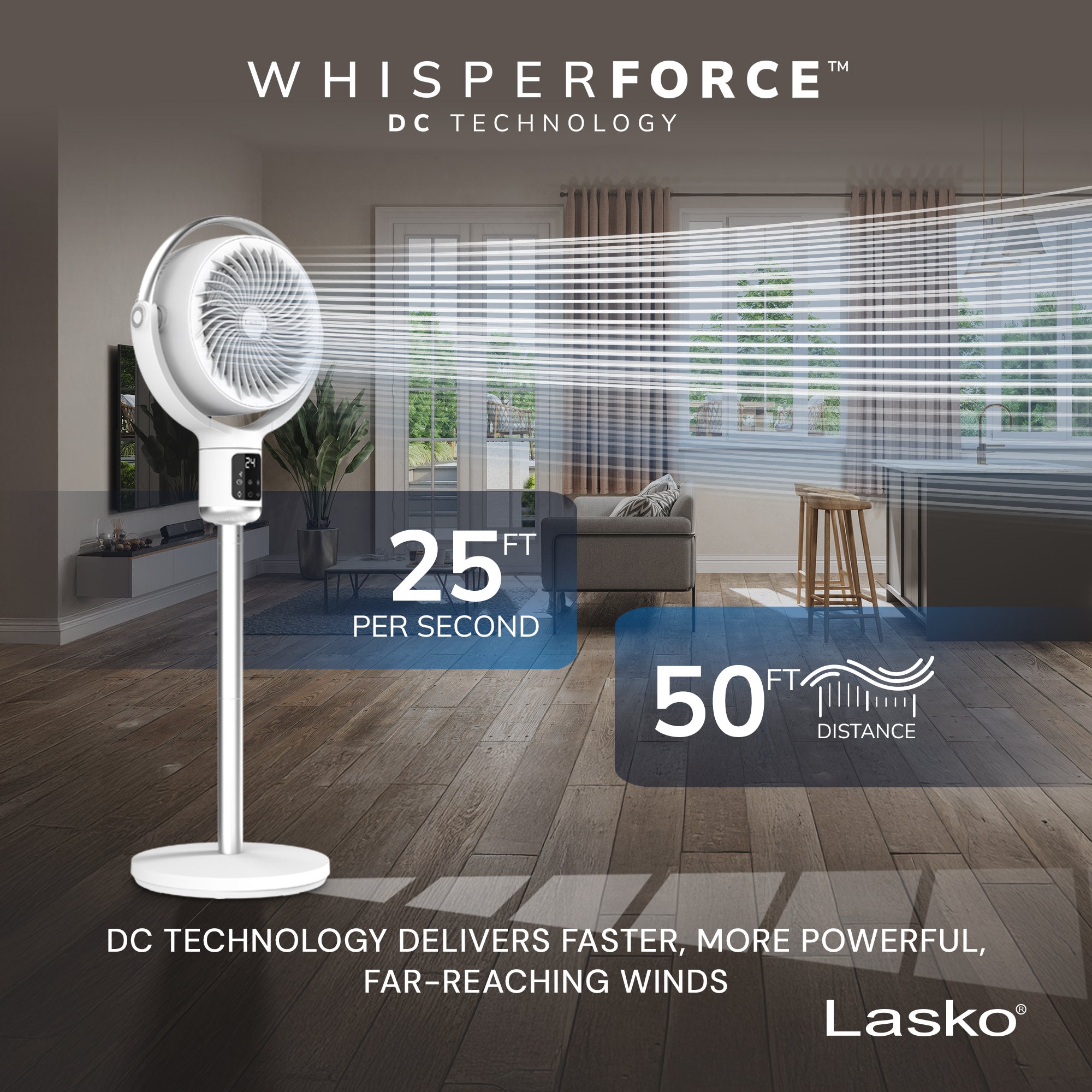 Lasko APDC301 Whirlwind Orbital Motion 24-Speed Pedestal Fan with Remote: White - Image 4