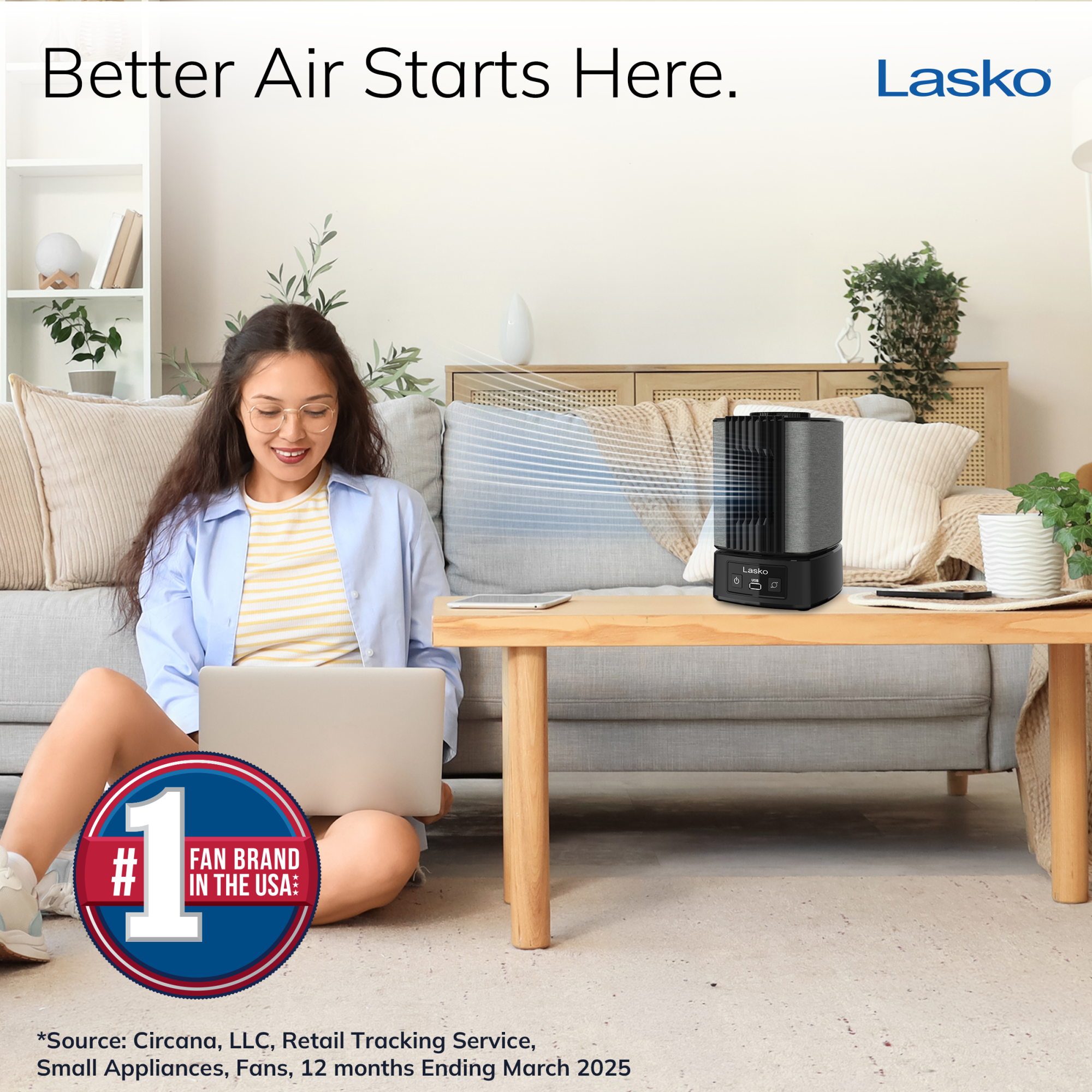 Lasko SlumberBreeze 2-in-1 Table Fan and White Noise Machine, SB100, Black - Image 2
