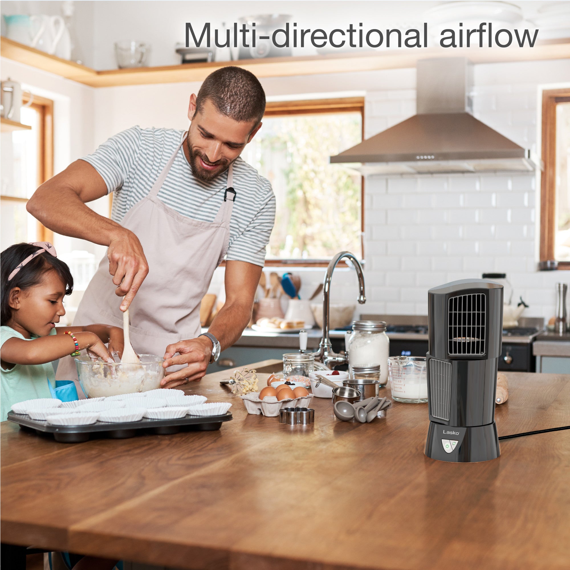 Lasko 14" Desktop Wind Tower 3-Speed Oscillating Table Fan, 4916, Black - Image 3