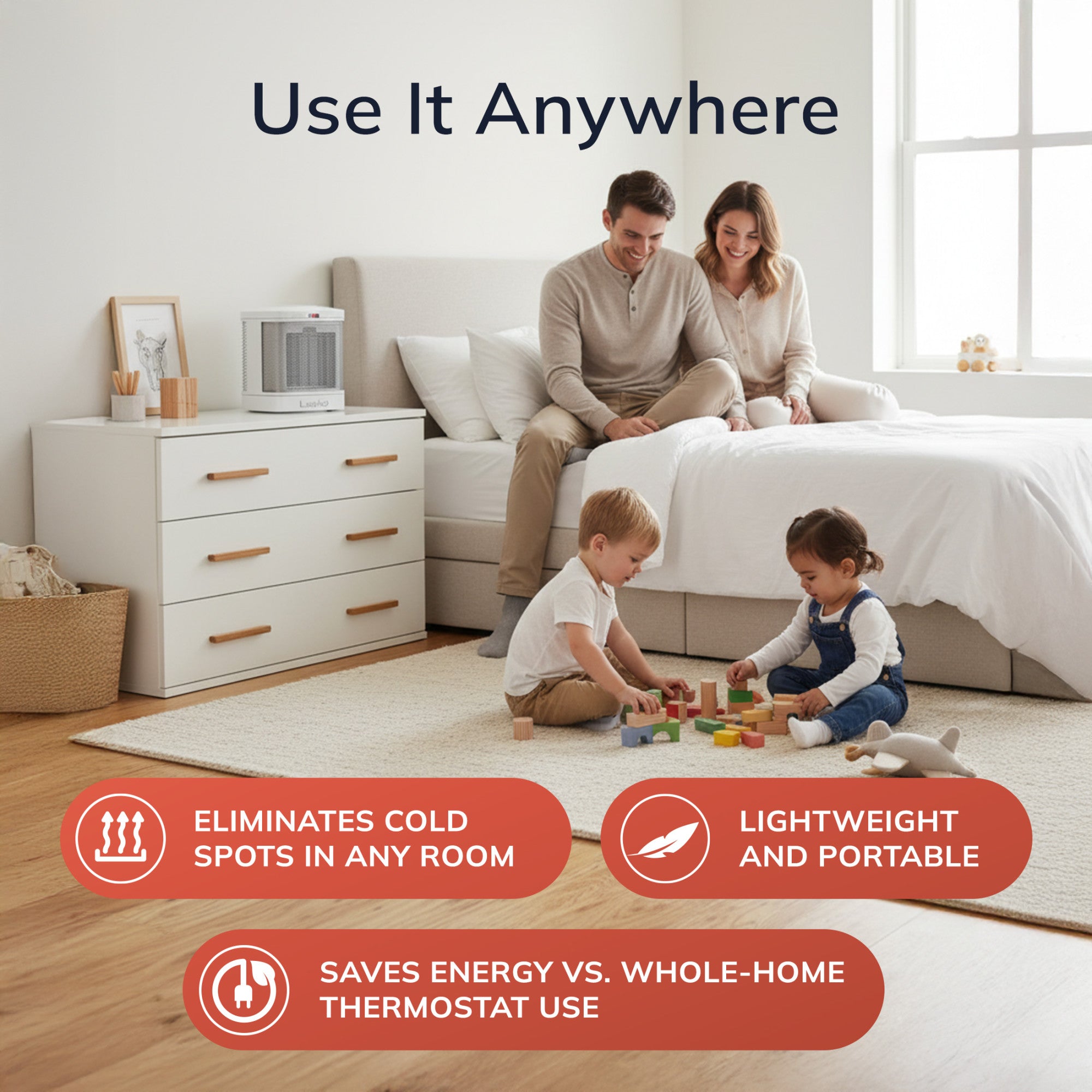 Lasko 1500W Bathroom Space Heater with ALCI Safety Plug and Timer, CD08200, White - Image 5