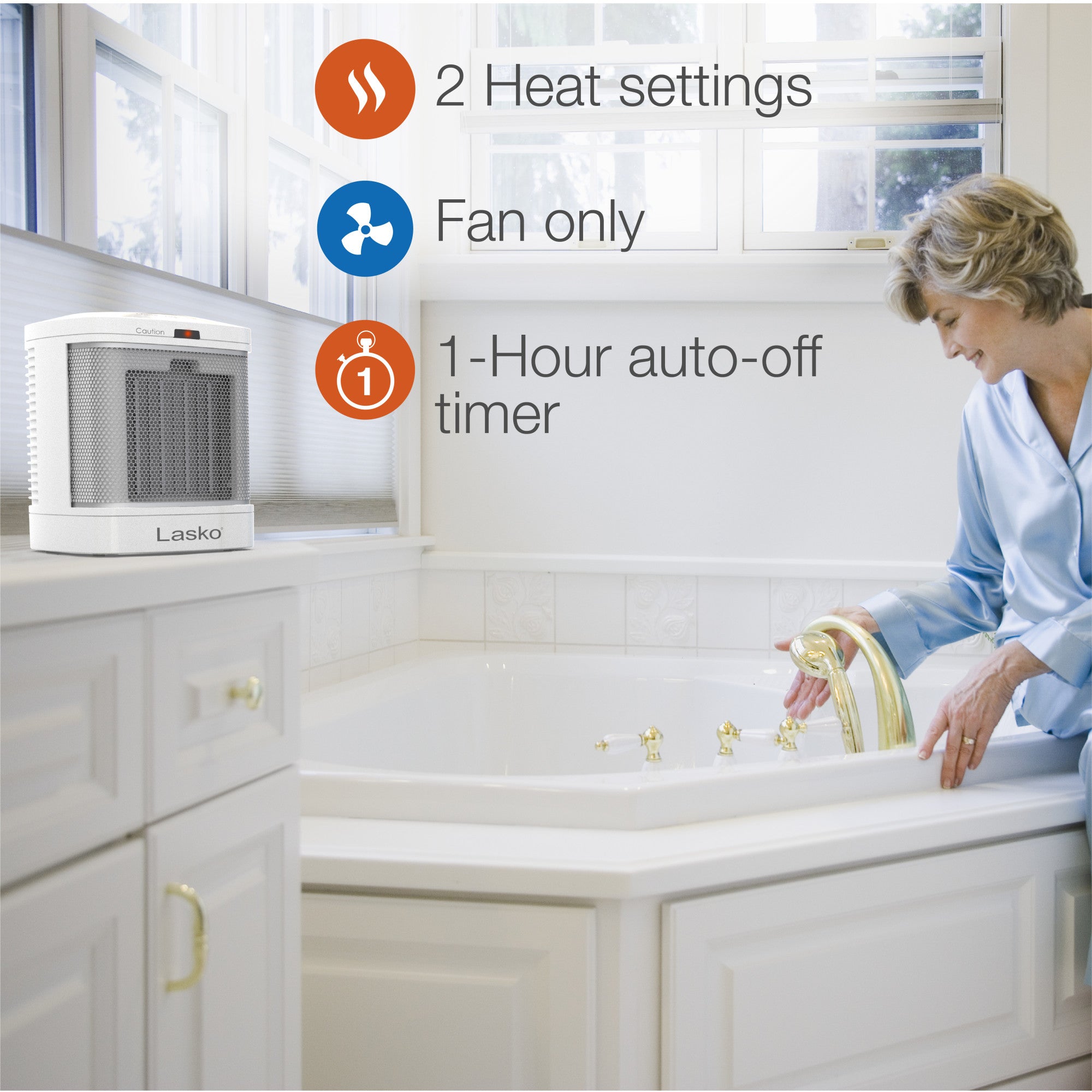 Ceramic Bathroom Space Heater with Fan - Image 4