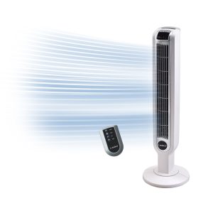Lasko Portable 3-Speed Oscillating Tower Fan with Timer and Remote Control, 2510, White